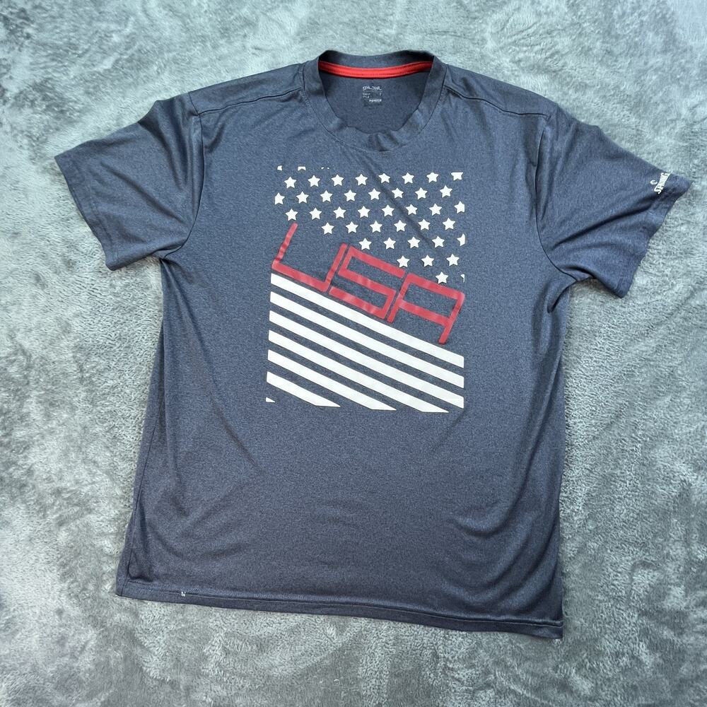 Spaulding Shirt Mens Extra Large Team USA Dri-Power Stars Stripes Short Sleeve